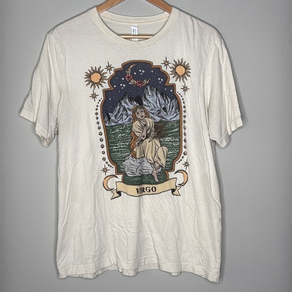 Bella + Canvas Virgo Short Sleeve Astrology Tee Shirt in Cream Women's Size XL - Picture 1 of 6